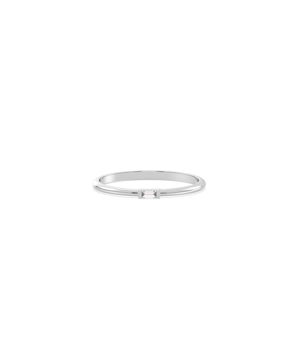 Diamond Baguette Ring in white gold featuring step-cut baguette sparkle
