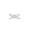 Diamond Line Criss Cross Ring in white gold featuring geometric criss-cross with diamonds