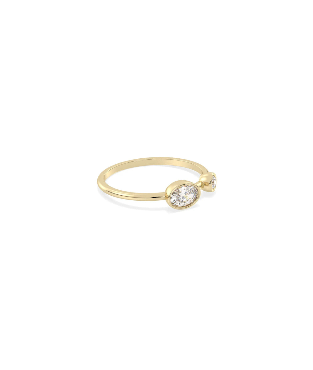 2 Stone Stackable Diamond Ring - 79e | Everyday 14K Gold Jewelry