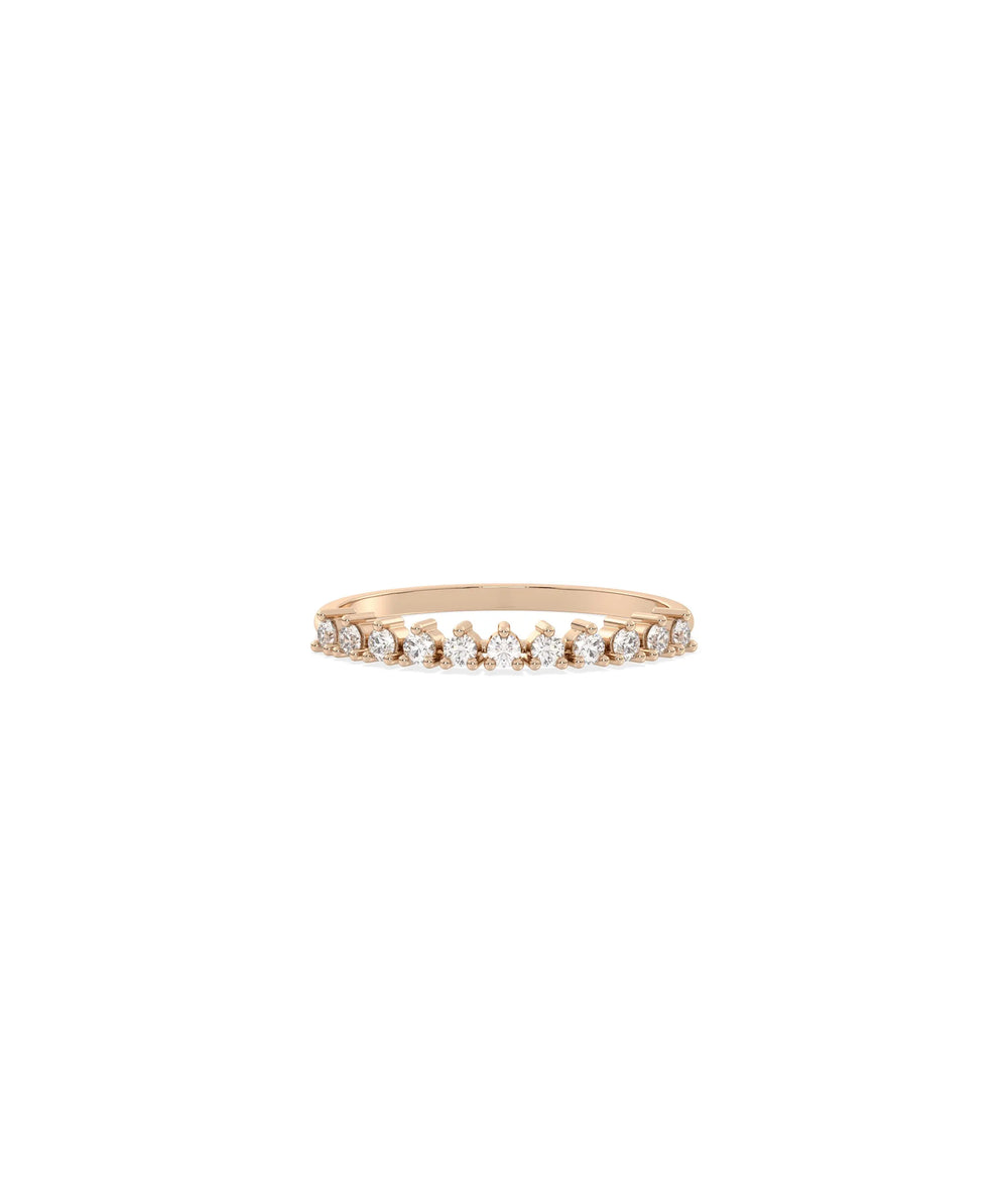 3 Prong Diamond Band Ring - 79e | Everyday 14K Gold Jewelry