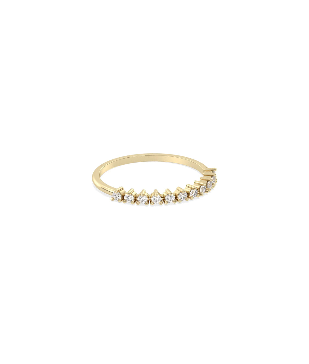 3 Prong Diamond Band Ring - 79e | Everyday 14K Gold Jewelry