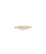 Rose gold cluster band ring featuring beautifully grouped sparkling diamonds