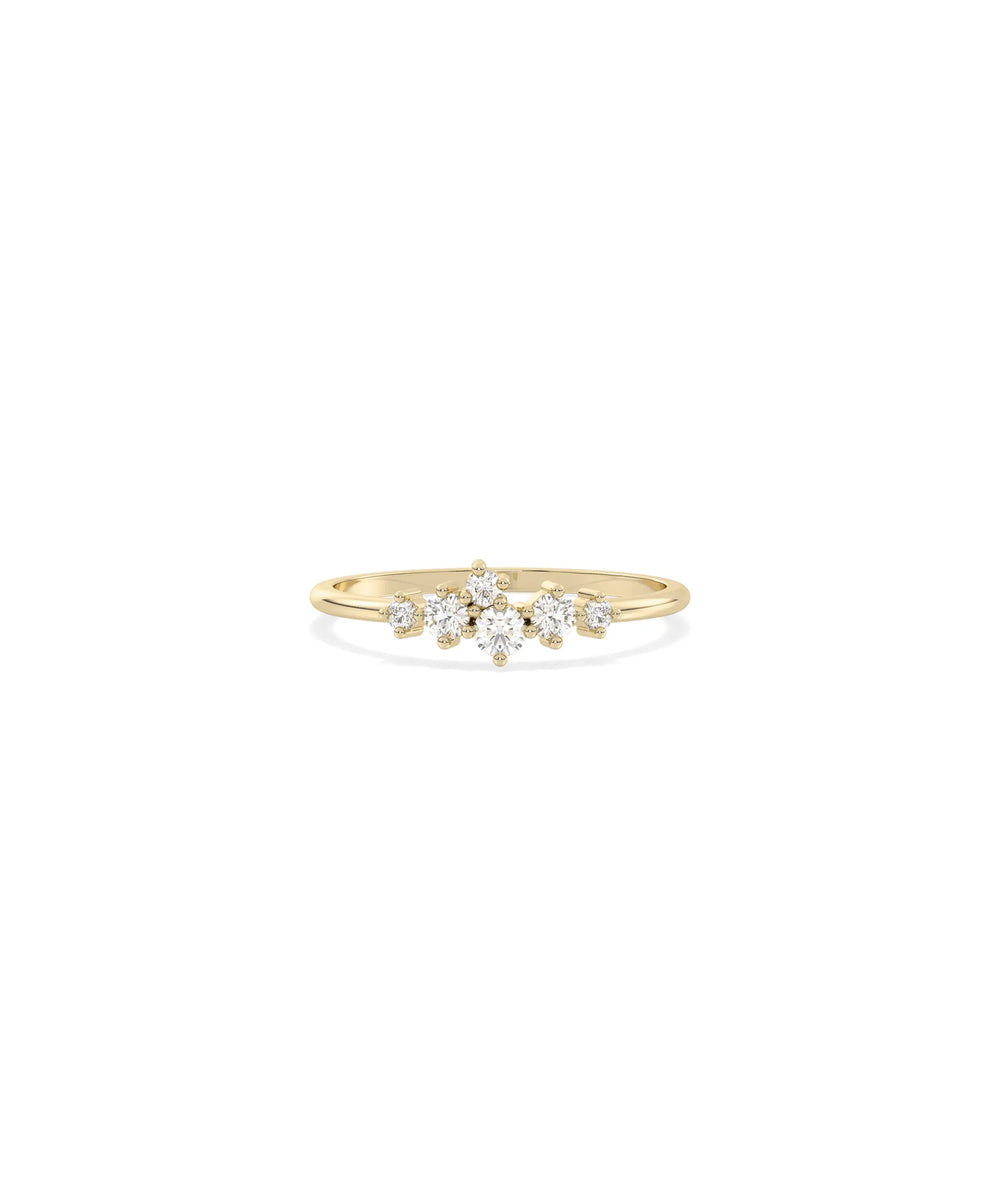 Cluster Diamond Band Ring yellow gold front view showcasing grouped diamond design