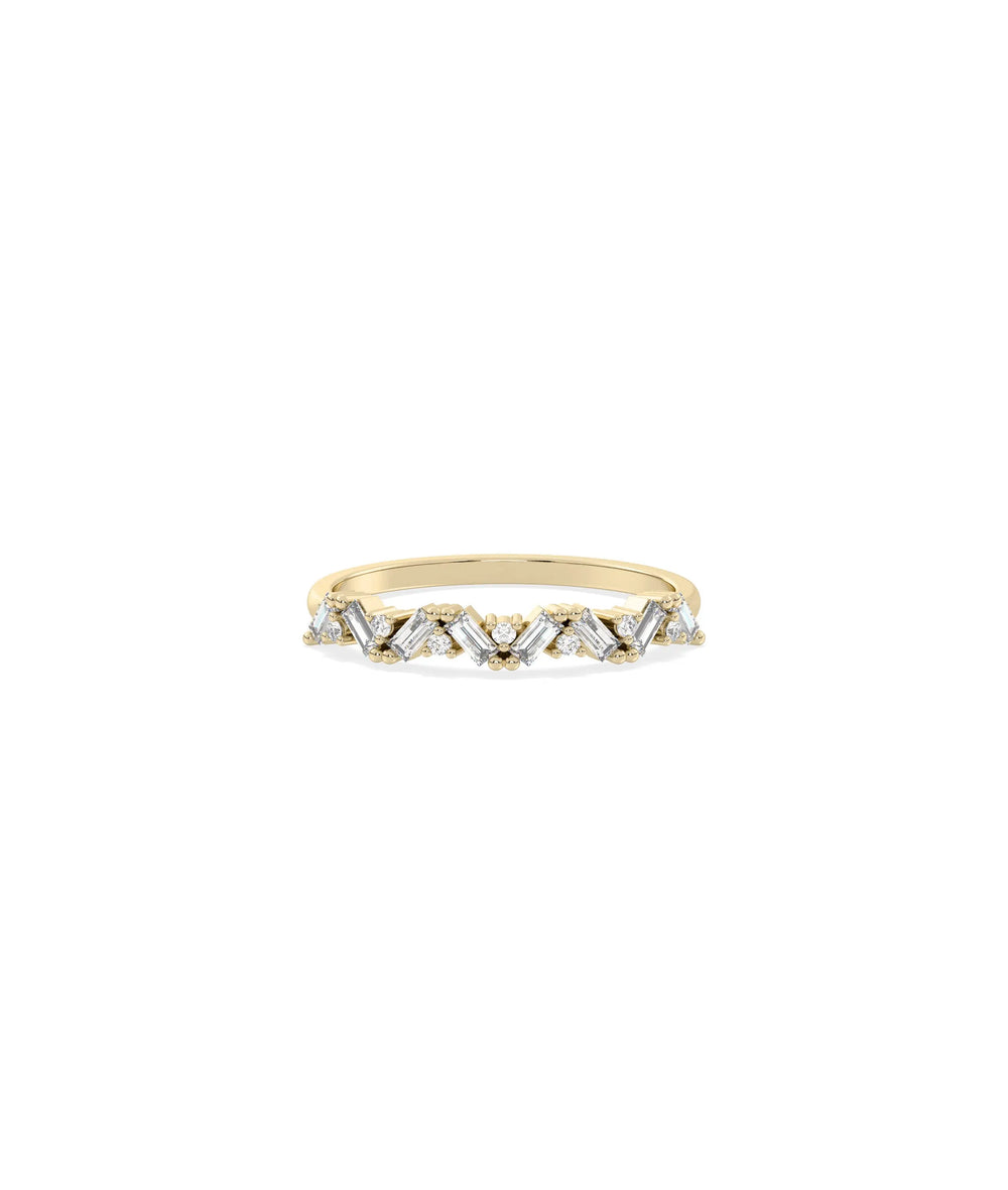 Diamond Multi Shape Cluster Band Ring yellow gold showcasing varied diamond cuts