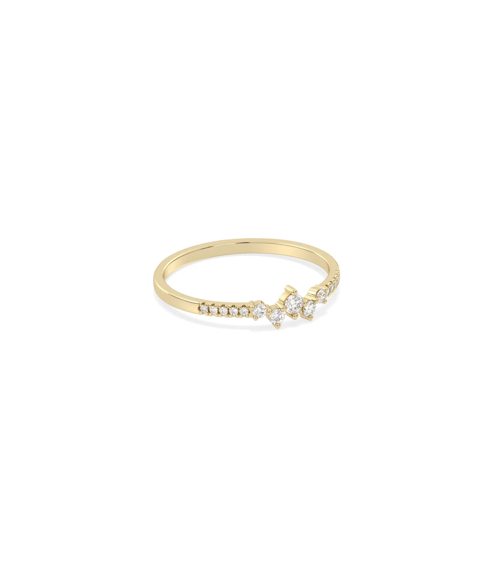 Diamond Cluster Band Ring | Wedding Ring - 79e | Everyday 14K Gold Jewelry