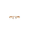 Rose gold split ring featuring unique multi-shape diamond combination