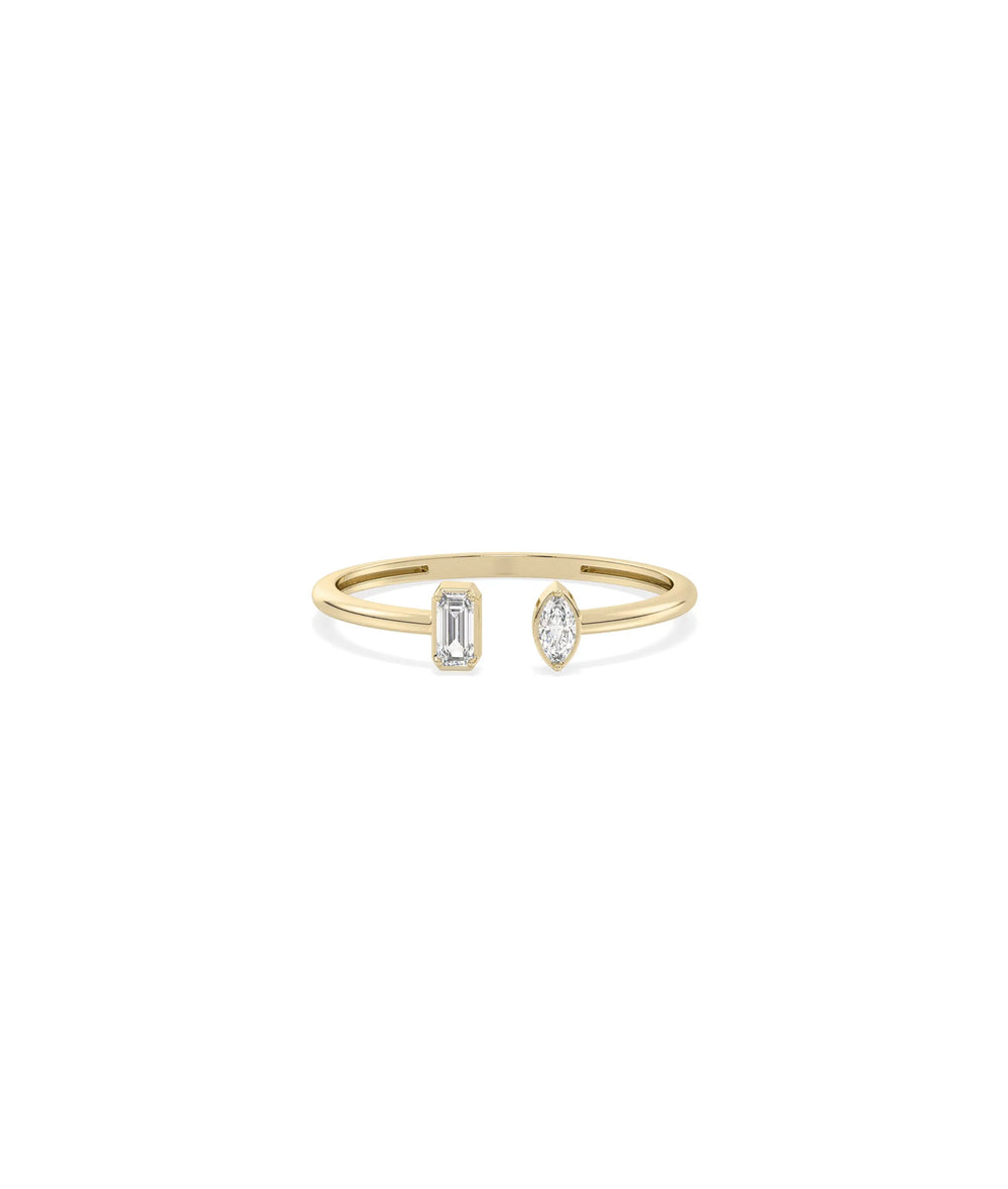 Multi Shape Diamond Split Ring yellow gold showcasing mixed diamond cuts design
