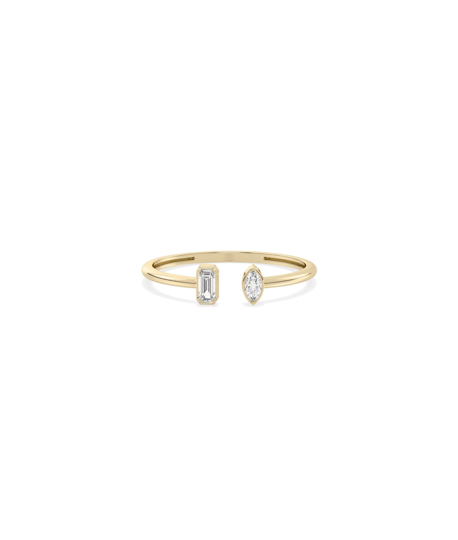 Multi Shape Diamond Split Ring yellow gold showcasing mixed diamond cuts design