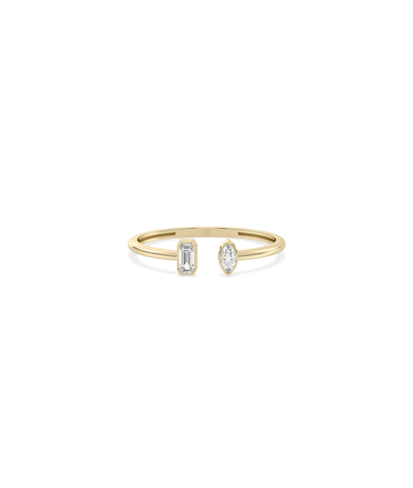 Multi Shape Diamond Split Ring yellow gold showcasing mixed diamond cuts design