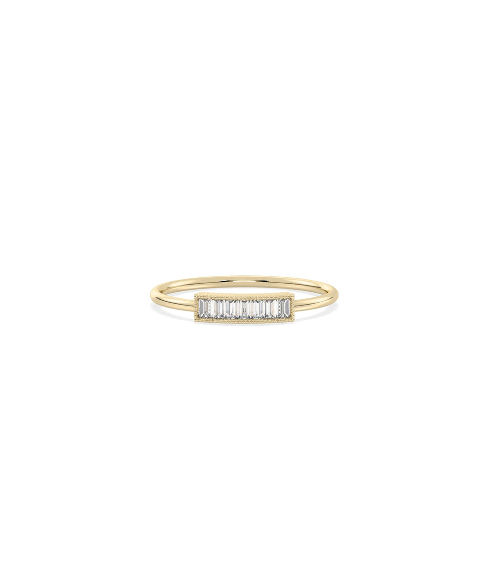 Diamond Baguette Channel Set Band Ring yellow gold showcasing linear channel design