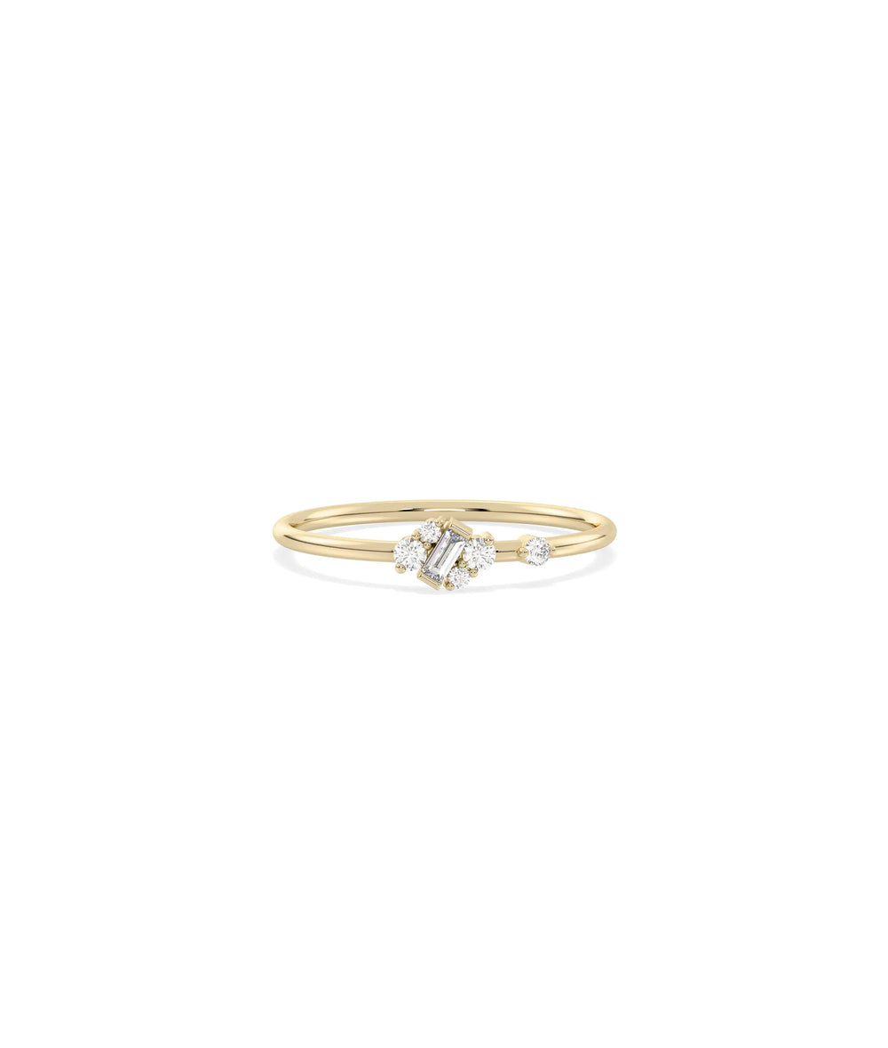 Mix Shape Diamond Cluster Band Ring - 79e | Everyday 14K Gold Jewelry