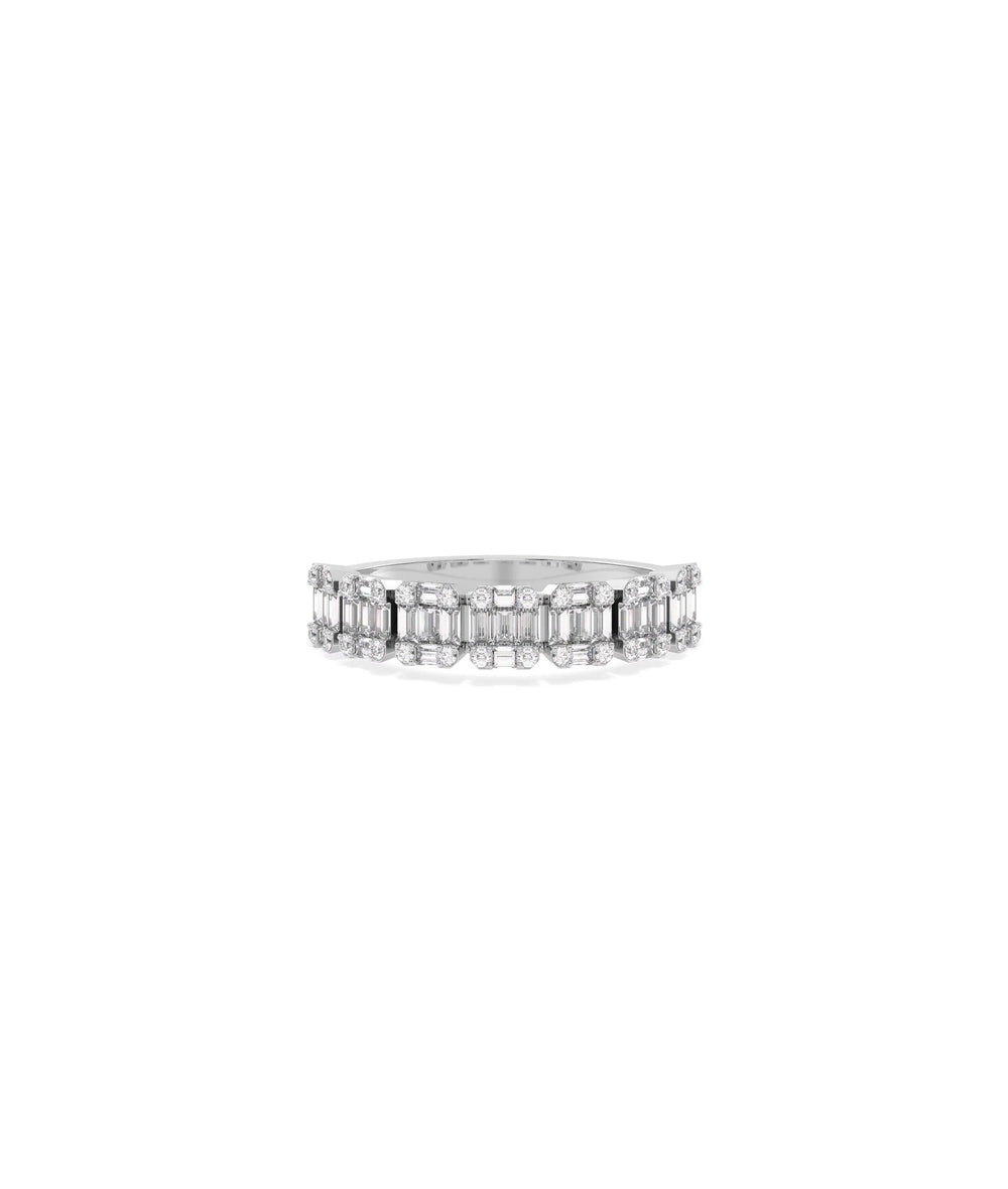 Diamond Illusion Set Band Ring white gold with amplified diamond sparkle