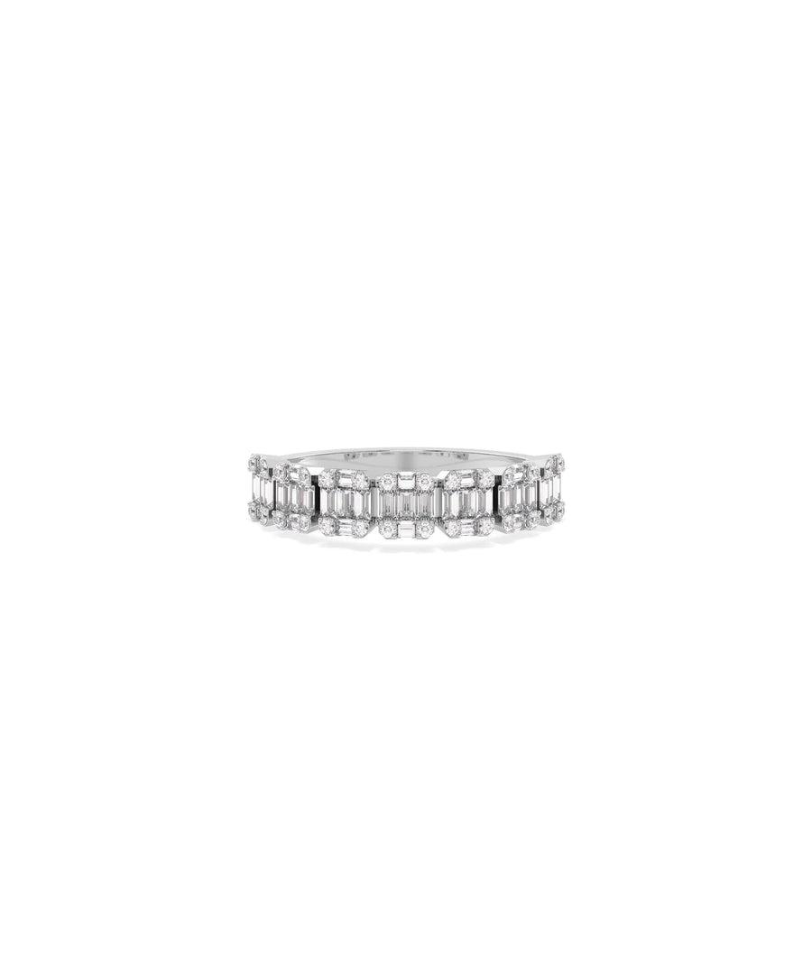 Diamond Illusion Set Band Ring white gold with amplified diamond sparkle