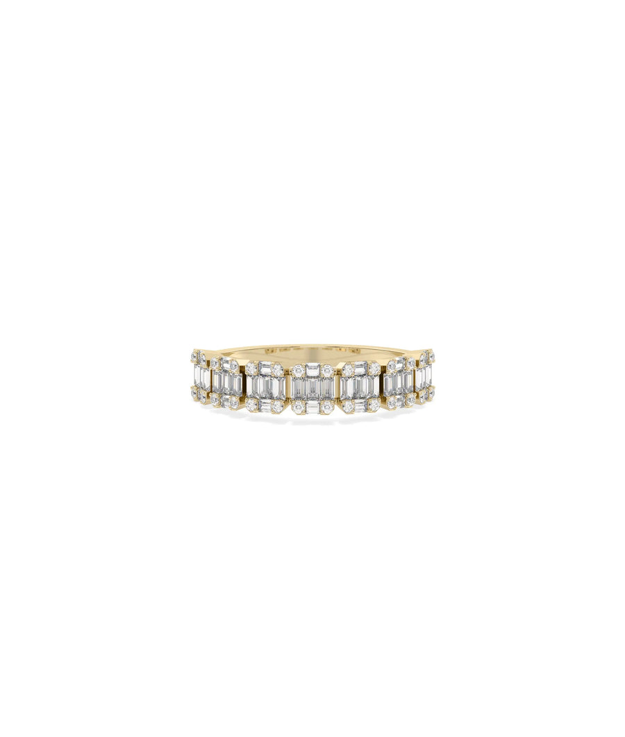 Diamond Illusion Set Band Ring yellow gold showcasing reflective setting technique