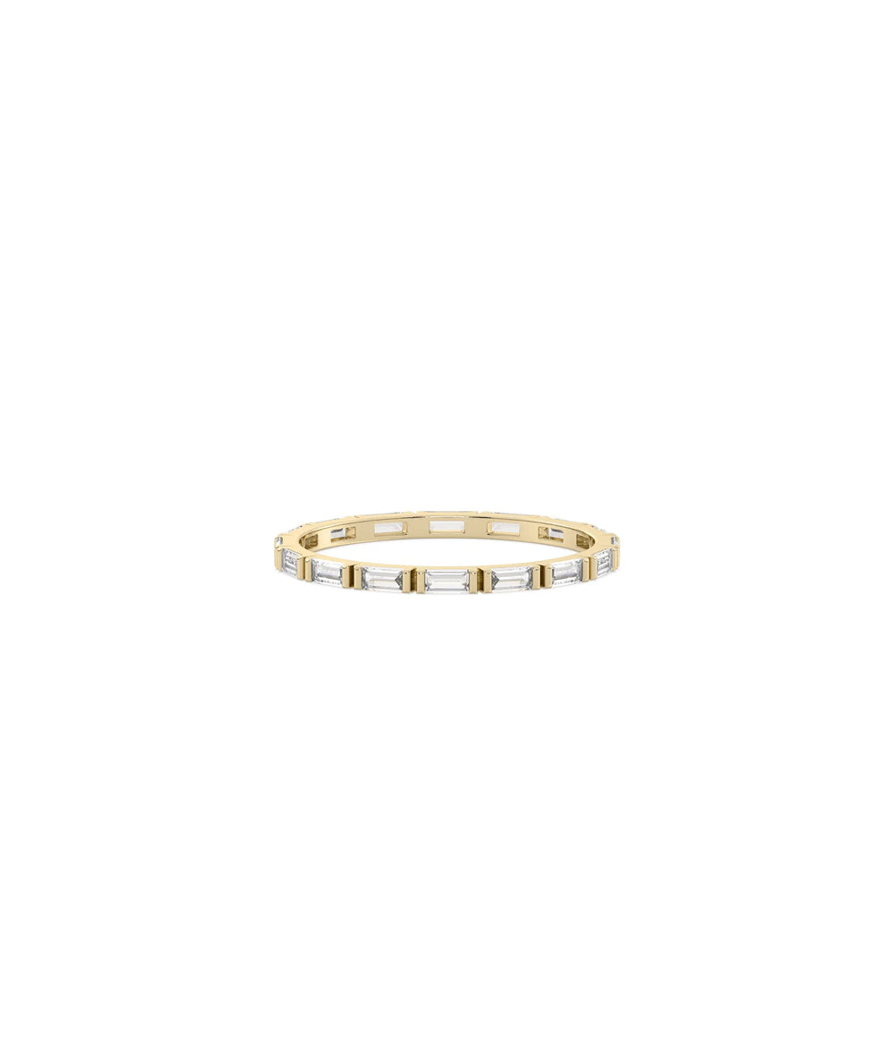 Diamond Baguette Eternity Band Ring yellow gold showcasing rectangular step-cut stones