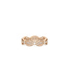 Rose gold eternity band ring featuring elegant oval-shaped diamonds