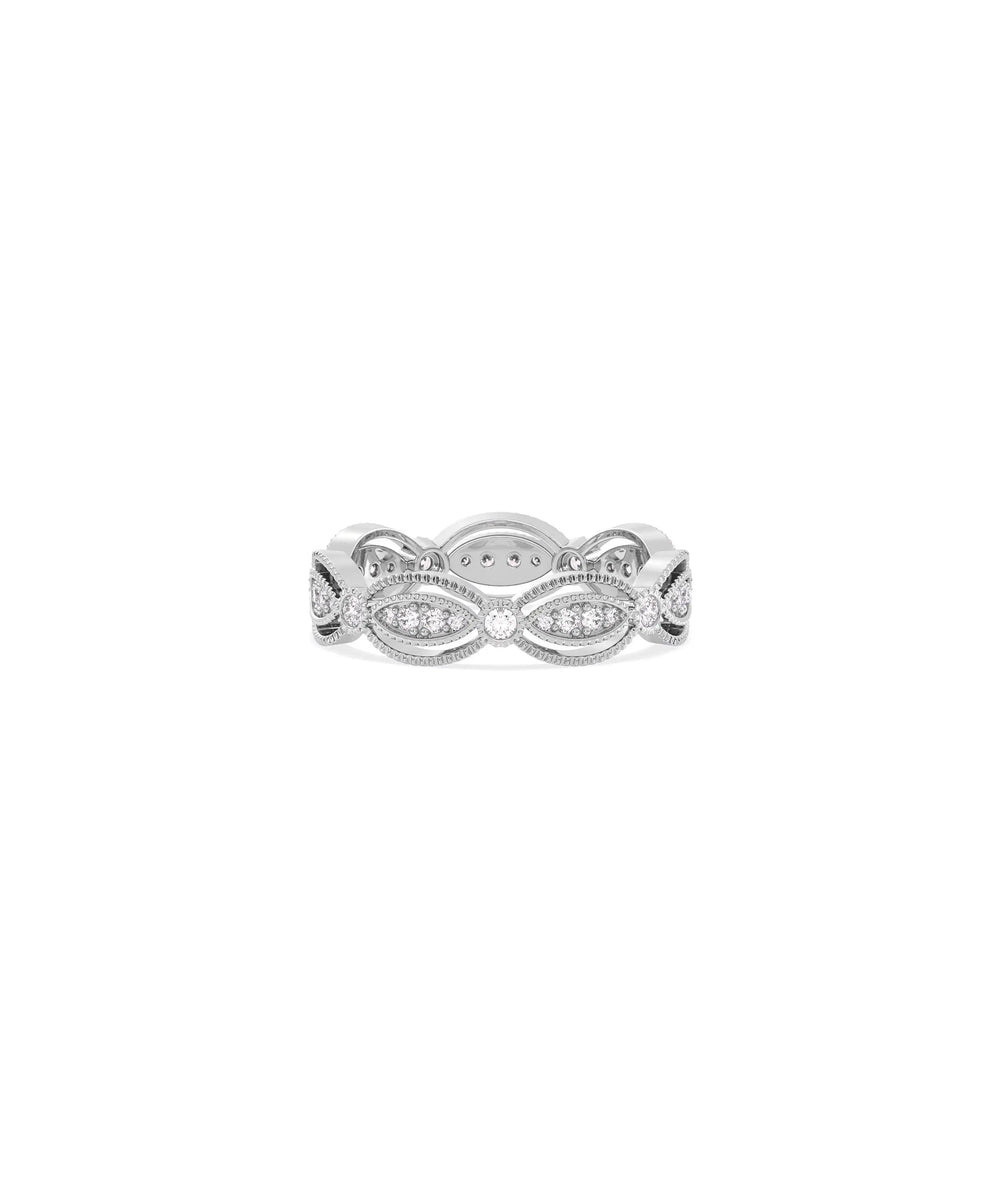Diamond Oval Eternity Band Ring white gold with elongated diamond design