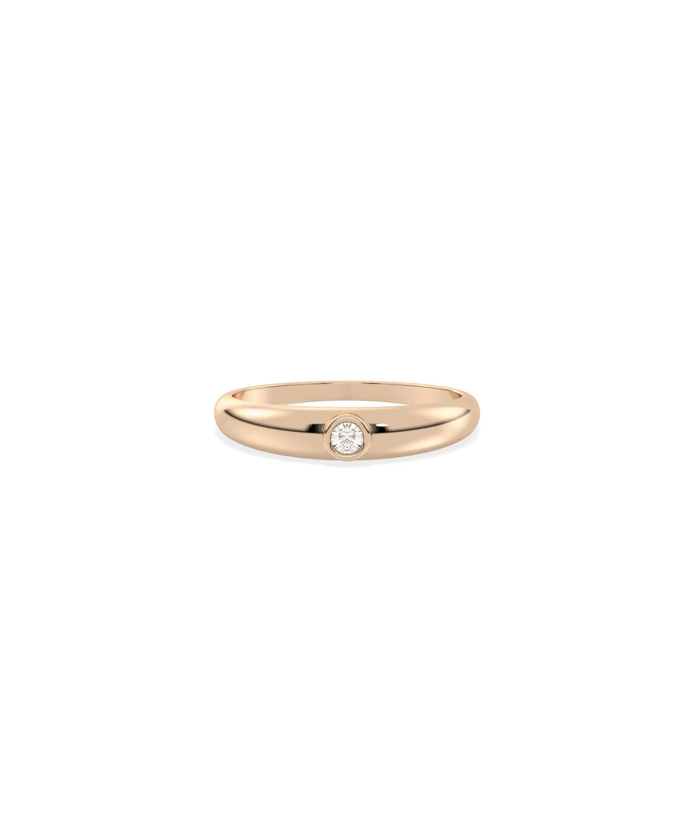 Rose gold Diamond Solitaire Band Ring with classic diamond and contemporary wide band
