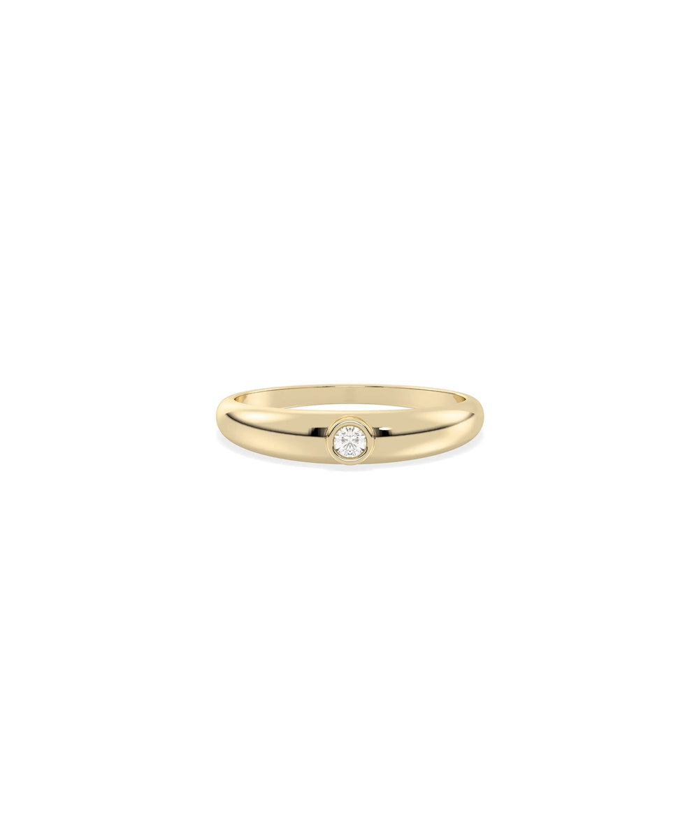 Diamond Solitaire Band Ring in yellow gold with single diamond and wide 4.50mm band