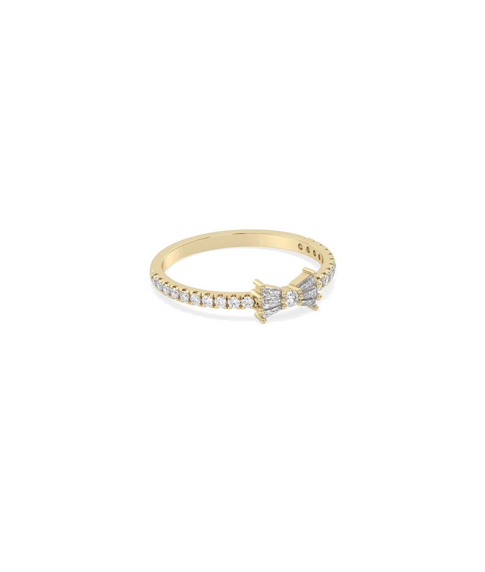 Side view Diamond Bow Tie Band Ring showing 5mm bow tie length and detail