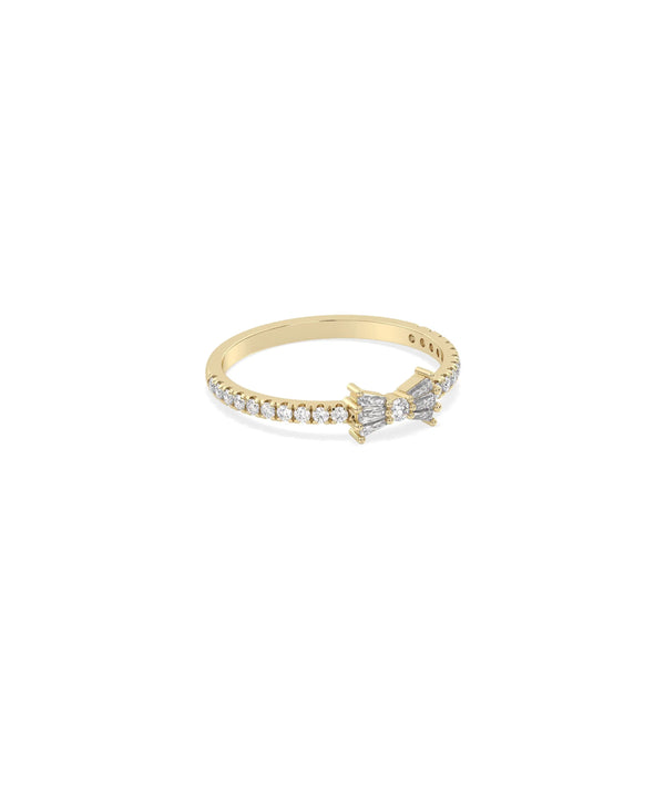 Side view Diamond Bow Tie Band Ring showing 5mm bow tie length and detail alternate view