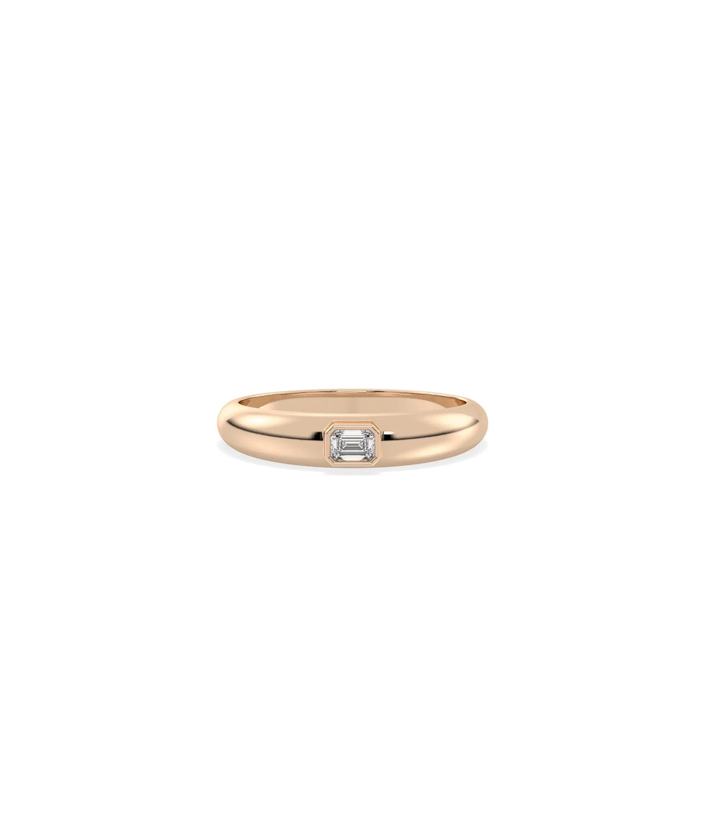 Rose gold Diamond Solitaire Band Ring with timeless single diamond elegance