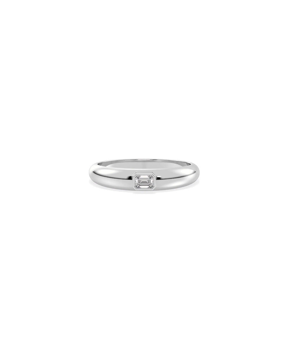 White gold Diamond Solitaire Band Ring featuring classic minimalist solitaire design