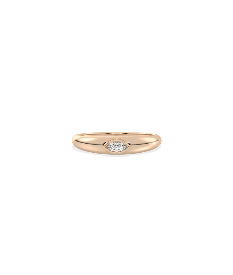 Rose gold Diamond Solitaire Band Ring with modern wide band and brilliant solitaire