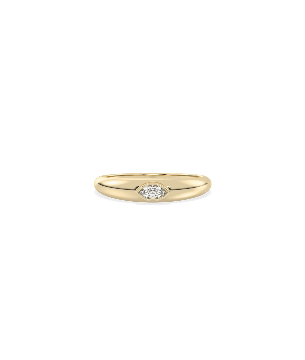 Diamond Solitaire Band Ring in yellow gold with classic single diamond and wide band