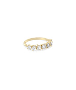Side view of Multi Shape Solitaire Diamond Band Ring showing delicate 1.5mm width