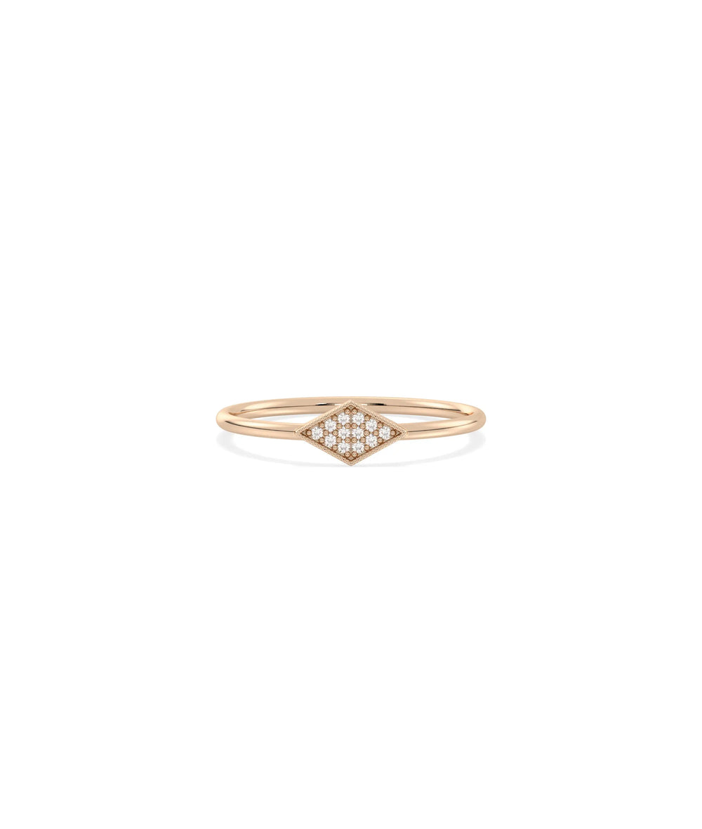 Rose gold Diamond Shape Pave Band Ring with modern architectural diamond shape design