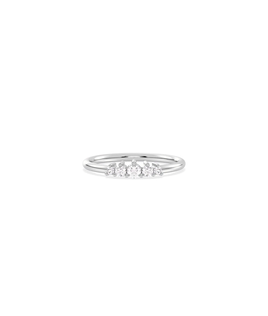 White gold Graduating Diamond Band Ring featuring tapered diamond size progression