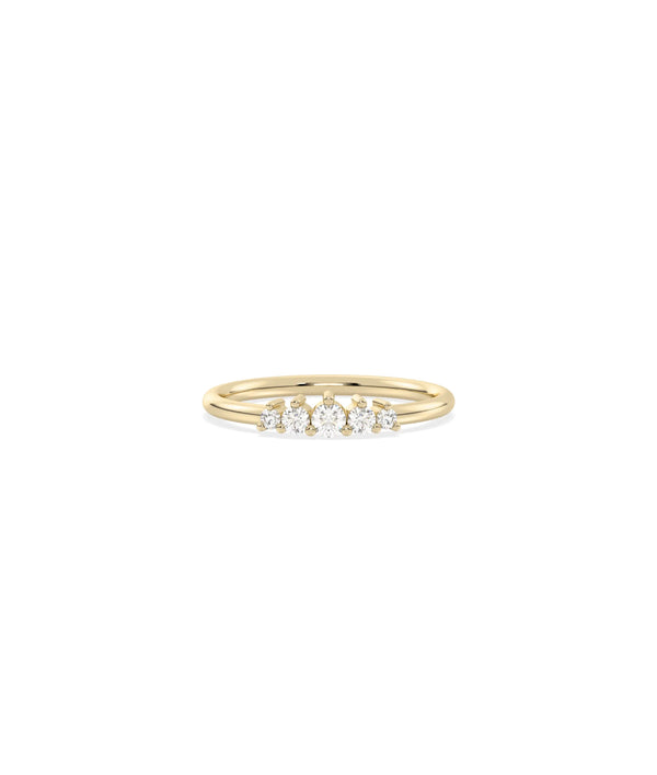 Graduating Diamond Band Ring in yellow gold with progressively sized diamond pattern