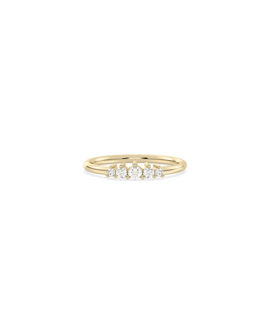 Graduating Diamond Band Ring in yellow gold with progressively sized diamond pattern
