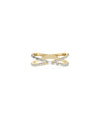 Diamond Criss Cross Ring in yellow gold with intersecting bands and mixed diamonds