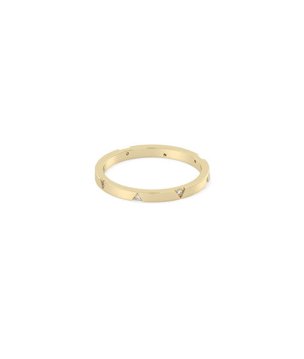 Side angle of Diamond Eternity Band Ring showing slim 2mm delicate profile alternate view