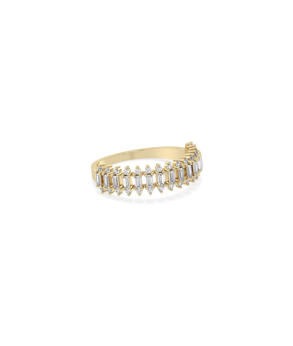 Diamond Baguette Band Ring side profile showing 6mm width and diamond setting