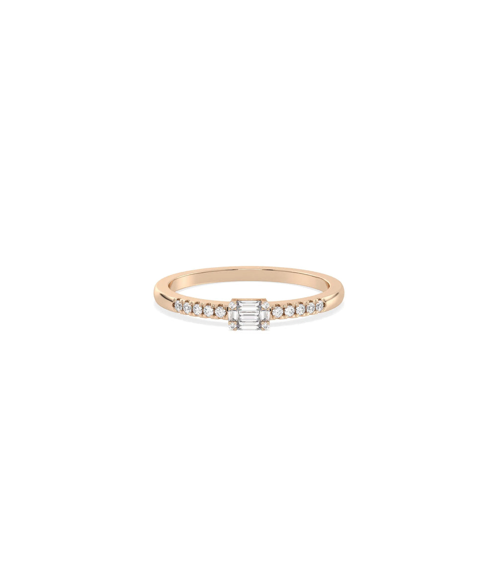 Rose gold Diamond Illusion Set Band Ring with optical enhancement setting