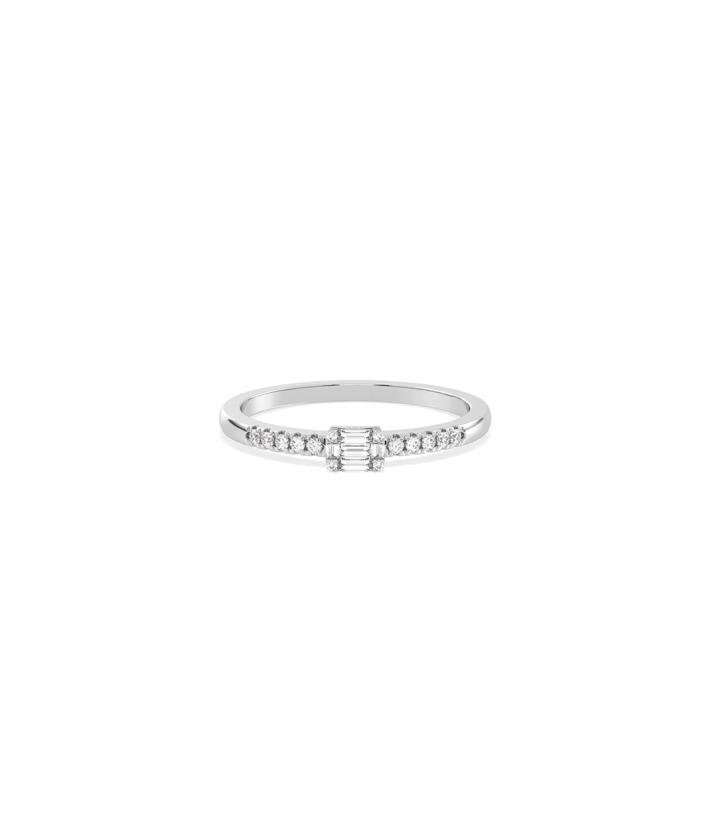 White gold Diamond Illusion Set Band Ring featuring amplified diamond brilliance