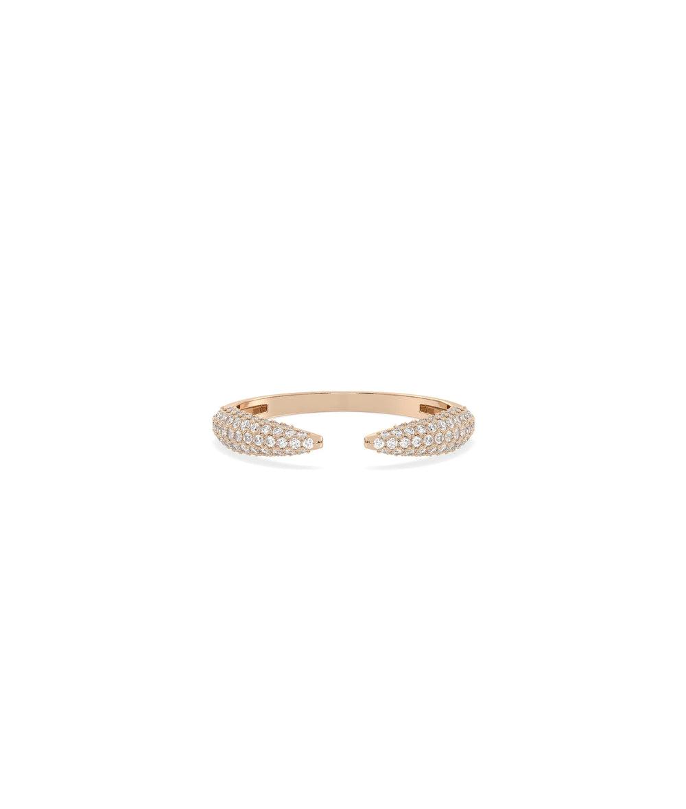 Rose gold Gold Pave Split Ring with modern split band and brilliant diamonds
