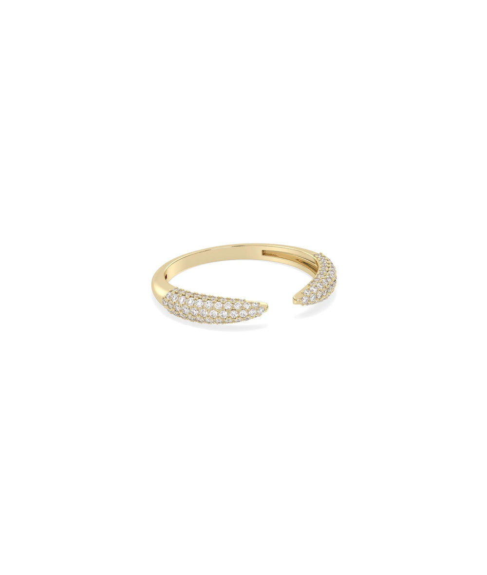 Side view of Gold Pave Split Ring showing architectural split design at 3.35mm