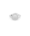 White gold Diamond Outline Circle Signet Ring featuring geometric diamond outline