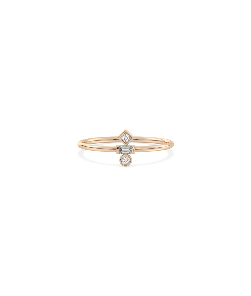 Rose gold Diamond Stacked Band Ring with sparkling diamonds on stacked bands