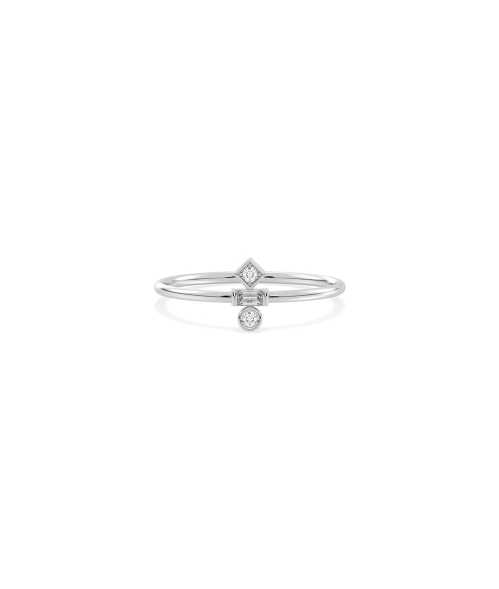 White gold Diamond Stacked Band Ring featuring modern architectural layered look
