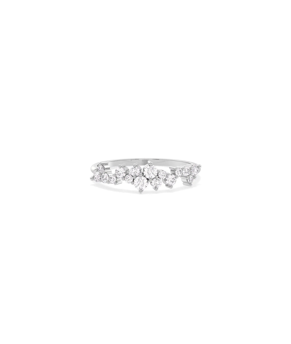 White gold Diamond Cluster Band Ring featuring brilliant clustered diamond arrangement