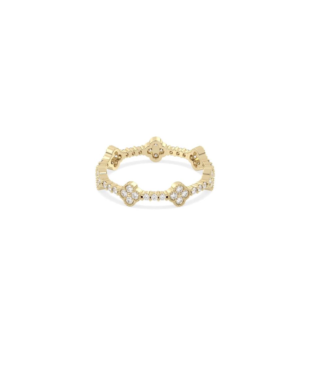 Side profile of Diamond Clover Station Eternity Band Ring showing 4.5mm substantial width