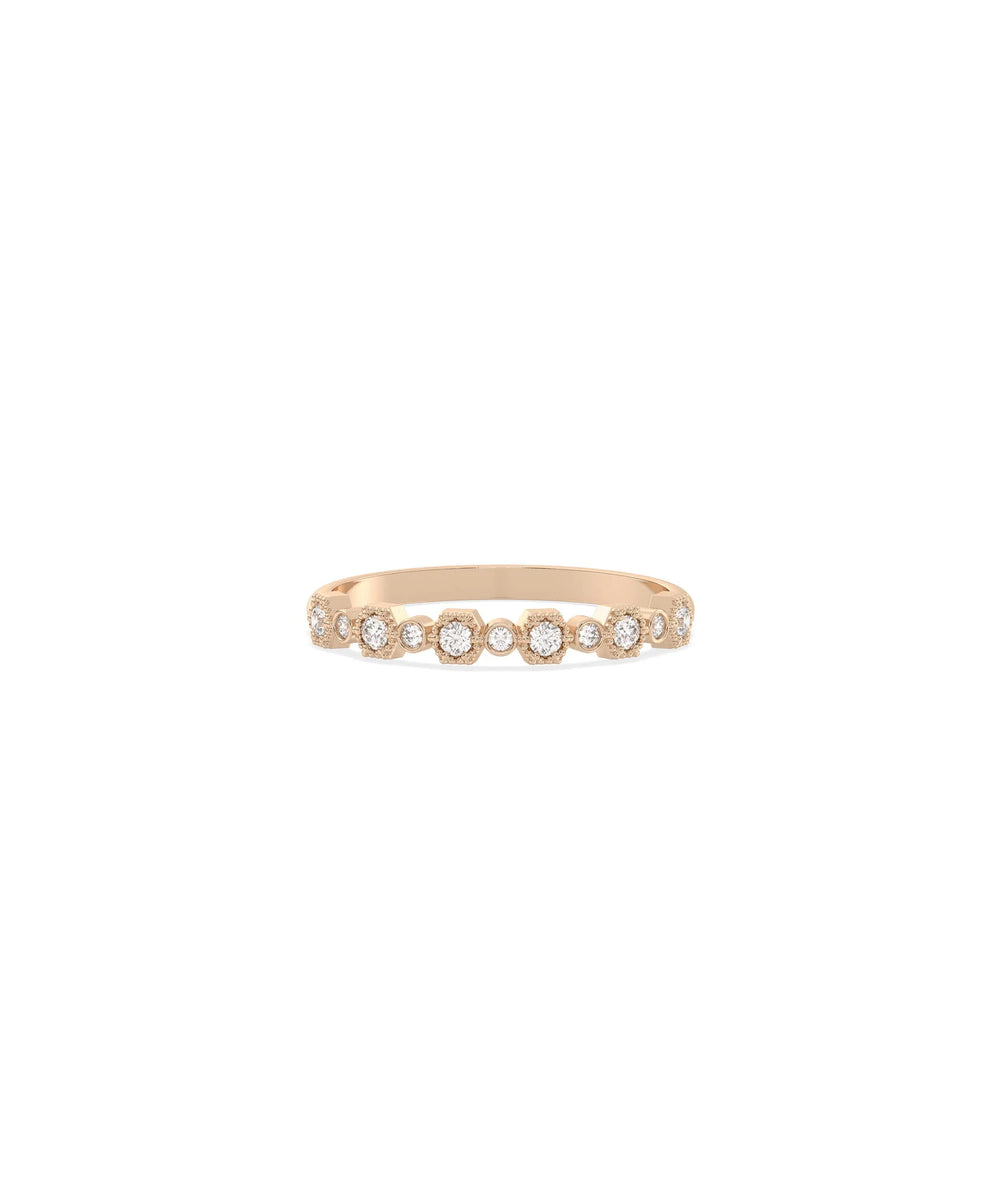 Rose gold Diamond Alternating Band Ring featuring alternating diamond placement
