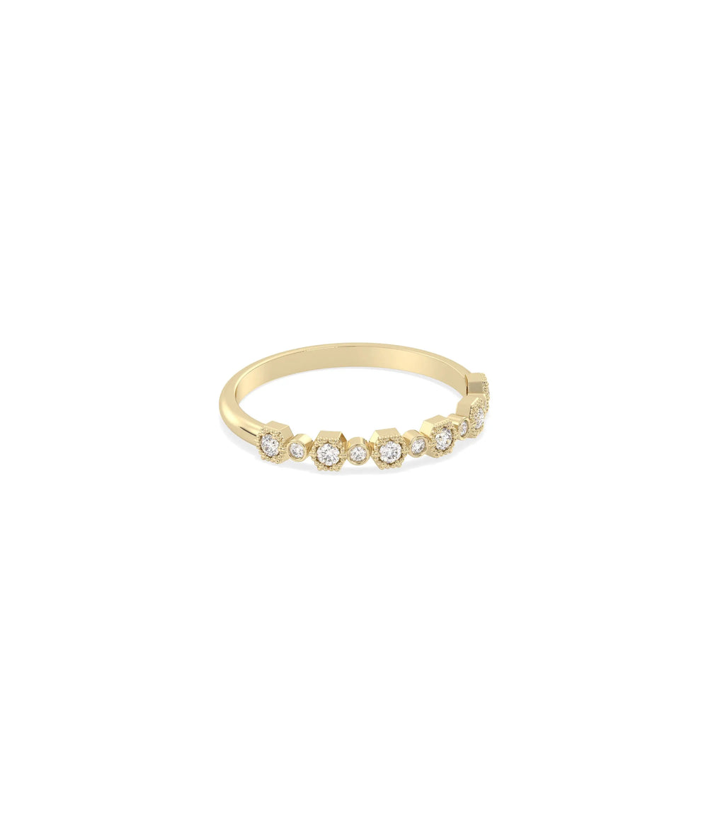 Side view of Diamond Alternating Band Ring displaying slim 1.7mm delicate profile