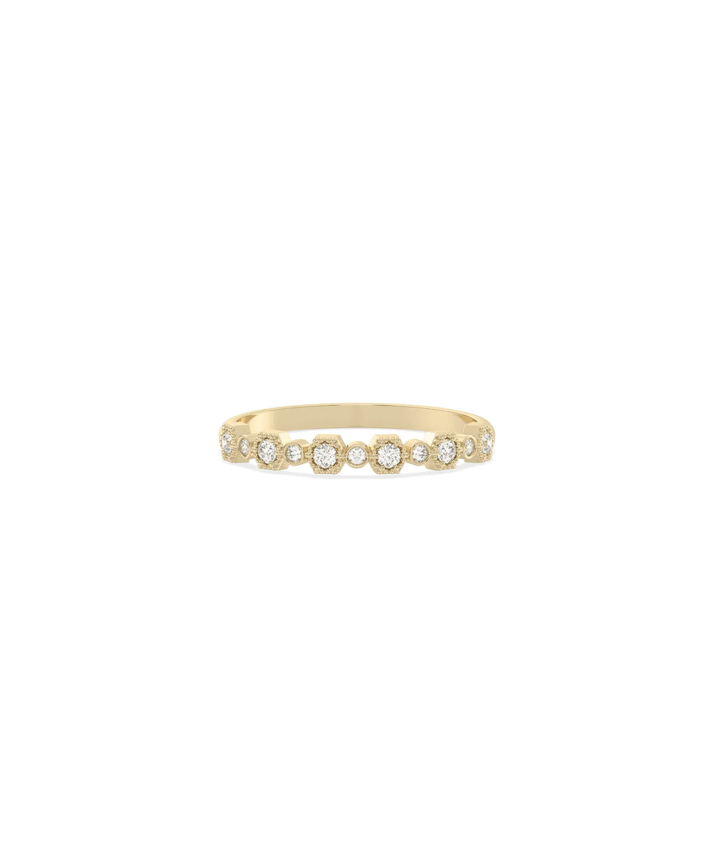 Diamond Alternating Band Ring in yellow gold showing rhythmic diamond spacing pattern