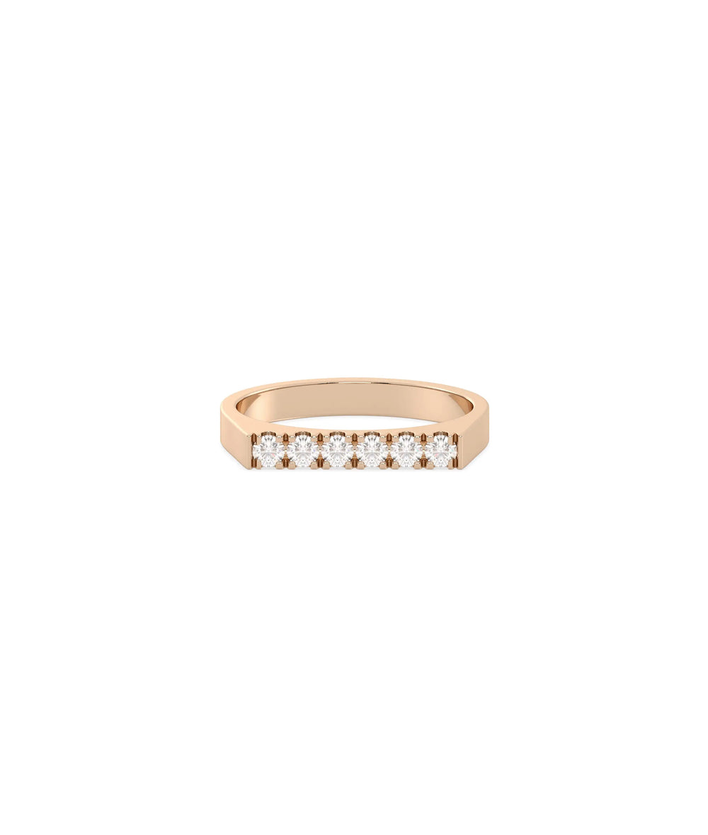 Diamond Table Top Flat Band Ring in rose gold with sparkling table top setting